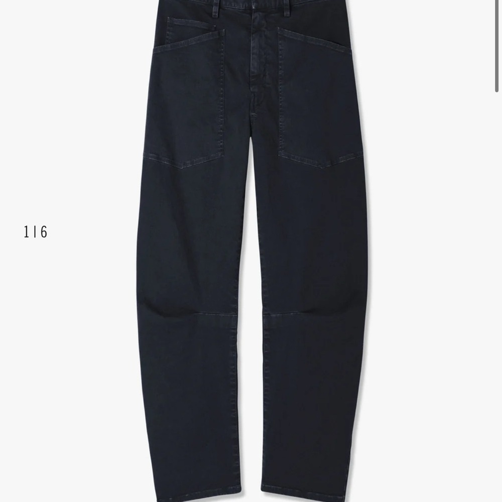 Nili Lotan Shon Mid-Rise Barrel Leg Pant in Navy
